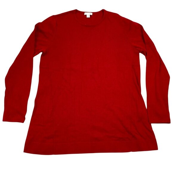 J.Jill Woman's Knit Tunic Sweater Small Red Long-Sleeve Cotton Blend Made In Chi - Picture 1 of 10
